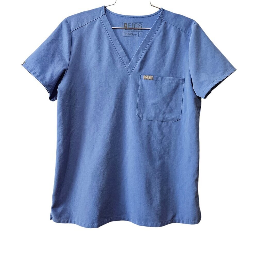 Figs Catarina One-Pocket Blue Scrub Top